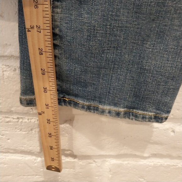 Levis 505 Jeans Womens 6 Long Blue Boot Cut Stretch Mid Rise Medium Wash Tall. - Picture 9 of 9